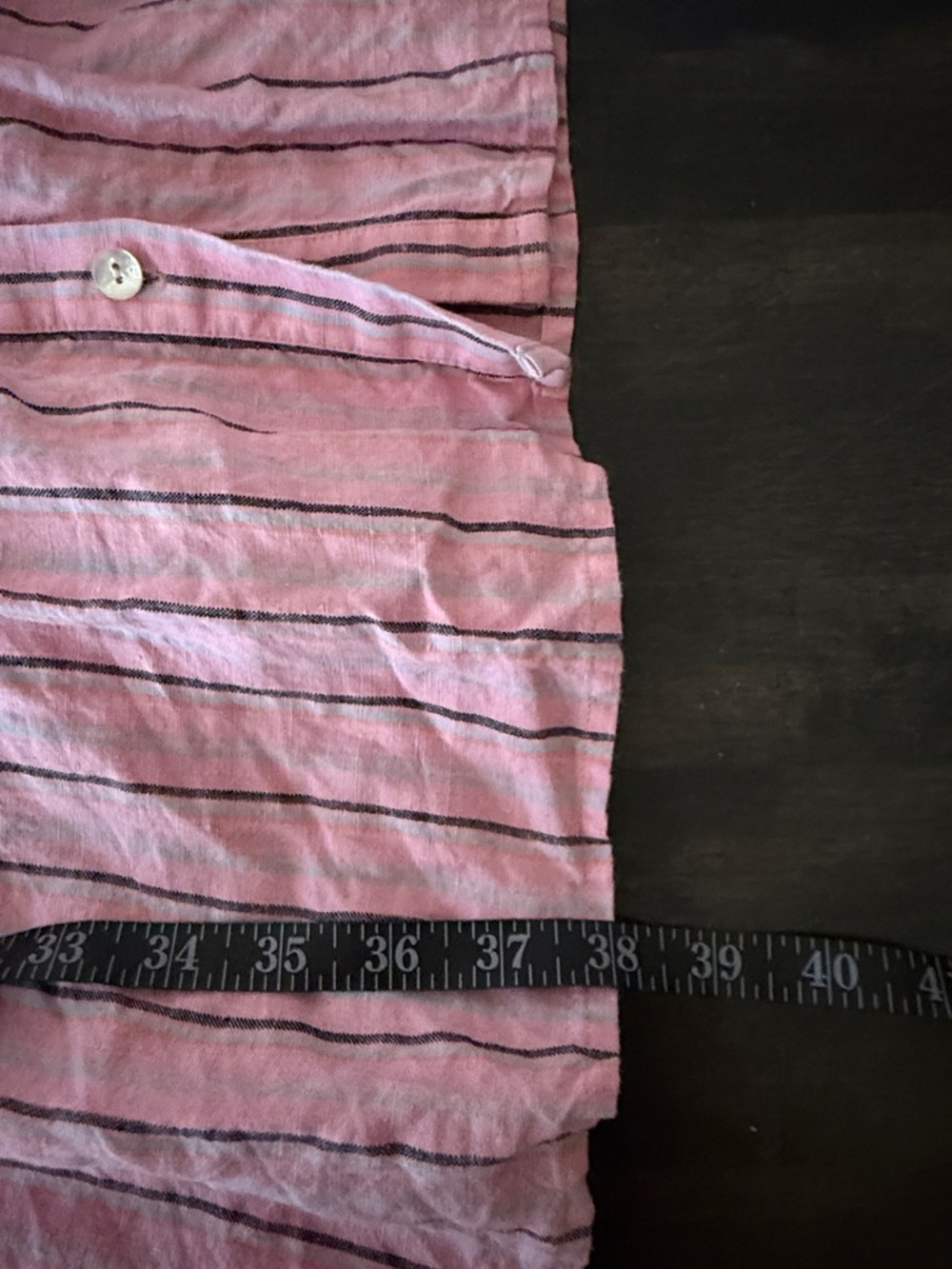 J. Jill Pink Striped Tiered Linen Button Down Shirt Dress Size Medium Tall - Picture 8 of 8